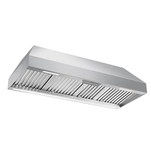 Akicon Range Hood Insert 48 Inch with Heater Sensor, 1200 CFM Bulit-in Kitchen Vent Hood with 4 Speeds, Ultra-Quiet Duct Stove Hood 3CCT LED Lights and Dishwasher Safe Filters