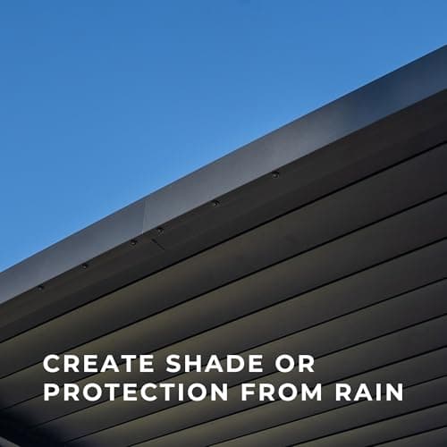 Backyard Discovery Evanston 18'x10' Galvanized Steel Wall-Mounted Louvered Pergola Kit with Adjustable Roof, Shade, Rain Protection, High-Wind Rating, PowerPort, Gutter System for Outdoor Patio, Deck