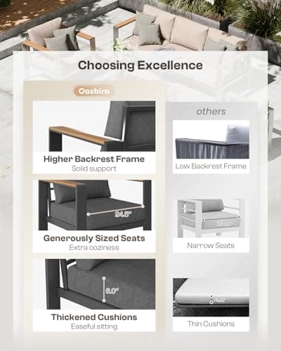 Aluminum Outdoor Patio Furniture Set with Coffee Table, 5 Piece Patio Conversation Sets with Washable Thick Cushions, Outdoor Sectional Furniture Set for Porch, Balcony, Deck, Yard, Graphite