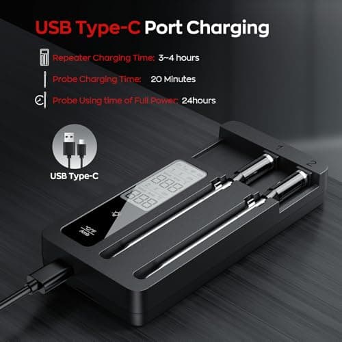 Smart Wireless Meat Thermometer with Dual Probes, Bluetooth & WiFi Combo, High Precision & Fast Response for BBQ, Grill, Smoker, Oven, Air Fryer