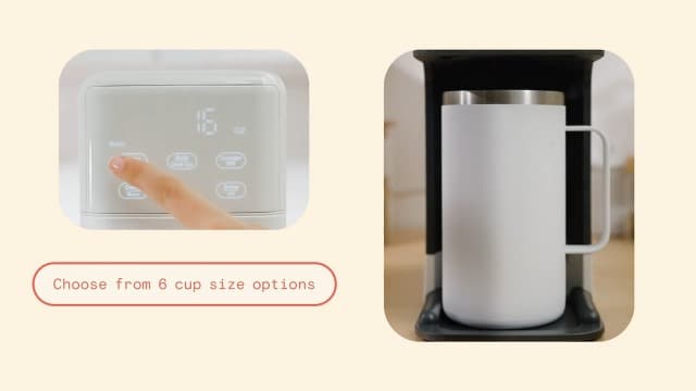 Beautiful Perfect Grind™ Single Serve Coffee Maker, built-in grinder, 6 sizes, 3 strengths, pod-free, reusable filter, 64oz reservoir, touch display, hot & iced brew. (Black Sesame)