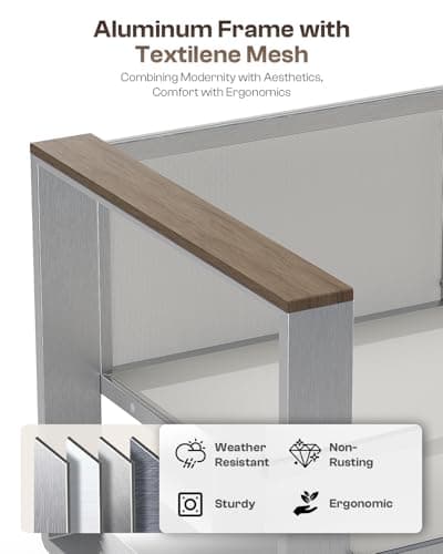 Outdoor Furniture Set, 4 Piece Aluminum Patio Furniture Set with Coffee Table, Wide Seat and Thick Cushions, Outdoor Patio Conversation Sets for Deck, Porch (LightGray)