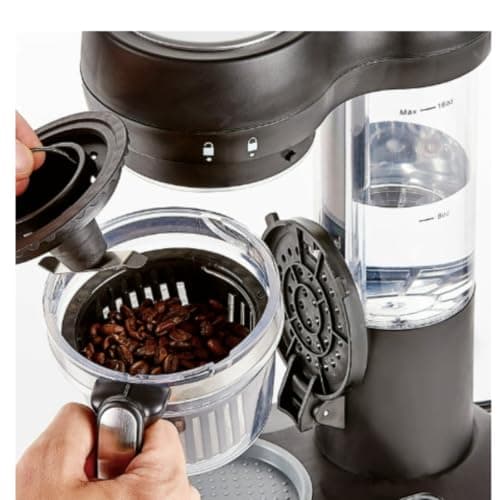 Grind and Brew Single-Serve Coffee Maker with Built-In Grinder – Adjustable Cup Sizes 6–16 oz – Compact Drip Brewer for Whole Beans or Ground Coffee – Reusable Filter, Small Kitchen & Travel Use