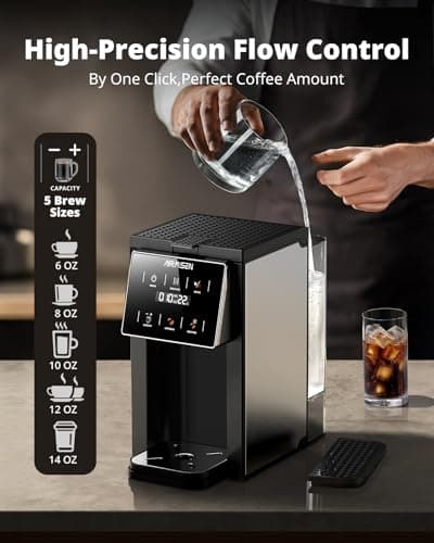 AIRMSEN Grind & Brew Coffee Maker with Grinder - Single Serve Machine Compatible with K-Cup Pods & Ground, 1000W Fast 6-14oz Brewer, Descaling Alert, Touchscreen & 50oz Removable Tank