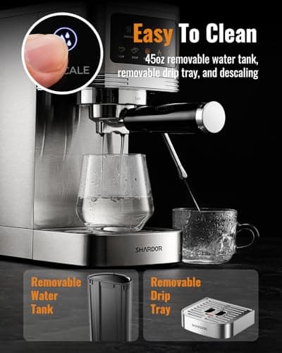 SHARDOR Espresso Machine 20 Bar, Professional Espresso Machine with Milk Frother and Touchscreen, Expresso Coffee Machines with Adjustable Temperature,for Cappuccino, Latte