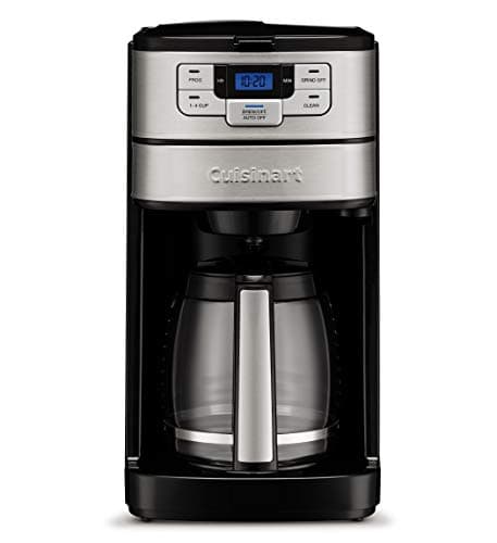 Cuisinart Automatic Grind & Brew 12-Cup Coffee Maker with Blade Grinder, Programmable Coffee Machine Glass Carafe with 1-4 Cup Setting, Brew Pause, Grind-Off Option, DGB-400NAS, Black/Stainless Steel