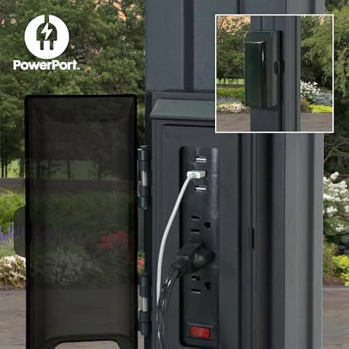 Backyard Discovery Stratford 14' x 12' Traditional Galvanized Steel Pergola Kit with Shade Sail Canopy, Powder-Coated Finish, All-Season Durability, High-Wind Rating for Outdoor Patio, Deck, Garden