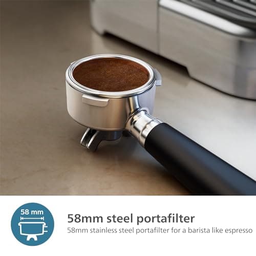 PHILIPS Barista Brew Semi Automatic Espresso Machine - Single & Double Espresso + Americano Button, 280g Dual Bean Container, Intuitive Guidance, Calibrated Tamping, Metal Cappuccino (PSA3228/41)