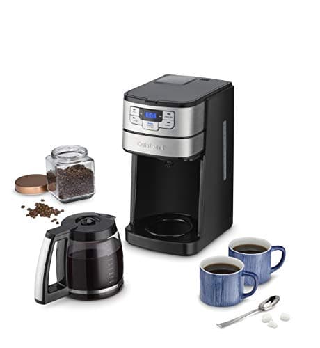 Cuisinart Automatic Grind & Brew 12-Cup Coffee Maker with Blade Grinder, Programmable Coffee Machine Glass Carafe with 1-4 Cup Setting, Brew Pause, Grind-Off Option, DGB-400NAS, Black/Stainless Steel