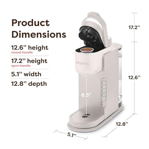 Keurig K-Express Single Serve K-Cup Pod Coffee Maker, 3 Brew Sizes, Strong Button Feature, 42oz Removable Reservoir, Warm Stone
