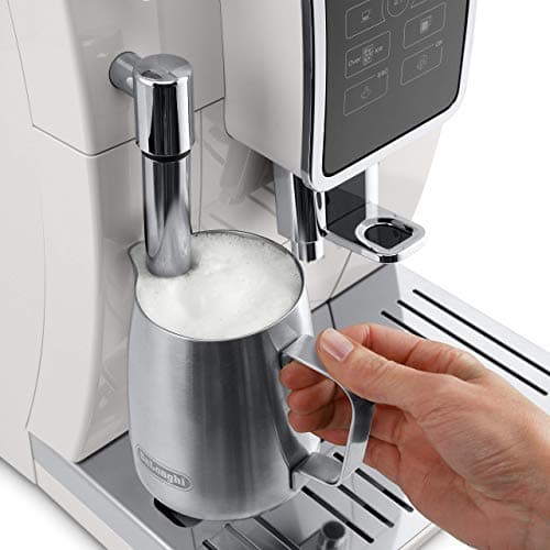 De'Longhi Dinamica Automatic Coffee & Espresso Machine, Iced-Coffee, Burr Grinder (White) (Renewed)
