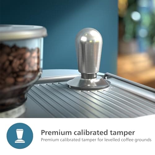 PHILIPS Barista Brew Semi Automatic Espresso Machine - Single & Double Espresso + Americano Button, 280g Dual Bean Container, Intuitive Guidance, Calibrated Tamping, Metal Cappuccino (PSA3228/41)