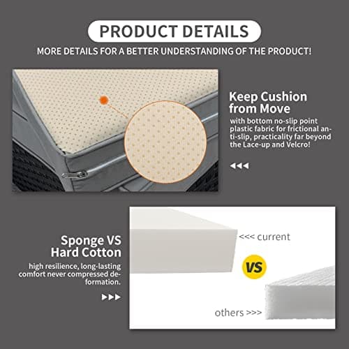 Rattaner 7-Piece Outdoor Furniture Sets Patio Furniture Set with 45-inch Fire Pit Patio Couch Outdoor Chairs 60000 BTU Propane Fire Pit Table with Non-Slip Cushions Waterproof Covers, Light Grey