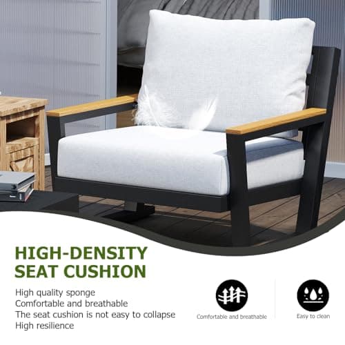 Aluminum Outdoor Furniture with Coffee Table,5 Seats Patio Furniture Set Sectional Waterproof Sofa with Conversation Set Table with Upgrade and Washable Cushion Grey