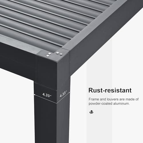 PURPLE LEAF 14' x 24' Louvered Pergola 94AS Modern Oversize Aluminum Gazebo with Adjustable Roof for Patio Deck Backyard Plus Size Gray Pergola