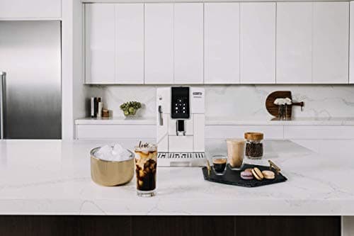 De'Longhi Dinamica Automatic Coffee & Espresso Machine, Iced-Coffee, Burr Grinder (White) (Renewed)