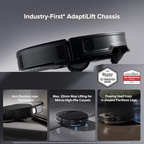 roborock Saros 10R Robot Vacuum and Mop, Powerful Suction, Zero-Tangling, 3.14’’ Ultra Slim, FlexiArm Riser Technology for Carpet & Floor, Corner & Edge Cleaning, Self-Emptying, Hot Air Drying, Black