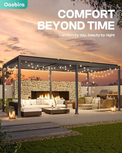 Louvered Pergola, 10 x 13 Aluminum Pergola, Outdoor Modern Design with Adjustable Roof and Hidden Drainage System, Durable for Gardens, Patios, Garden Yard, Deck (Dark Gray, 10x13)