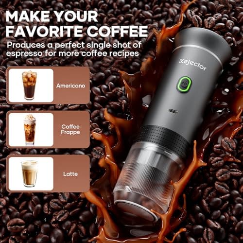 kejector Portable Coffee Maker Espresso Machine for Travel Nano Car Coffee Maker Compatible with Ground Coffee & NS Capsule for RV, Hiking Camping Office, Travel Espresso Maker Electric Gray