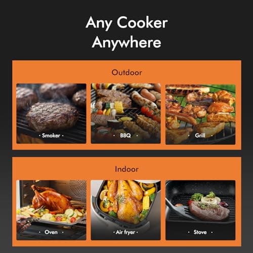 Smart Wireless Meat Thermometer 4 Probes, Bluetooth Food Thermometer, Remote Tracking and Real-Time Readings from Apps, for iOS and Android, for BBQ, Grill, Smoker