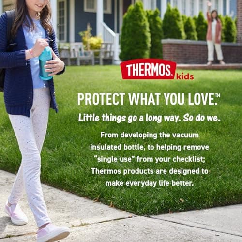 THERMOS FUNTAINER 16 Ounce Stainless Steel Vacuum Insulated Bottle with Wide Spout Lid, Navy