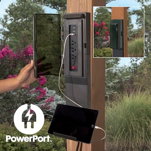 Backyard Discovery Barrington 12' x 12' Cedar Wood Outdoor Gazebo Pavilion with Hardtop Galvanized Steel Hip Roof, Snow Support, Wind Resistance, PowerPort, Shade for Garden, Patio, Deck, Entertaining