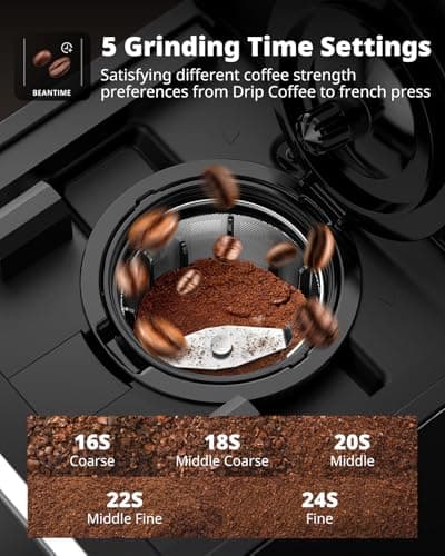 AIRMSEN Grind & Brew Coffee Maker with Grinder - Single Serve Machine Compatible with K-Cup Pods & Ground, 1000W Fast 6-14oz Brewer, Descaling Alert, Touchscreen & 50oz Removable Tank
