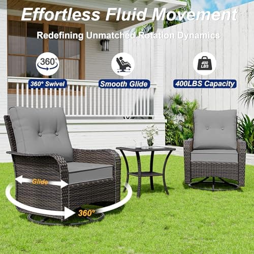 10 Pieces Patio Furniture Set with 2 Swivel Chairs Patio Furniture Outdoor Sectional Sofas with 55000 Gas Fire Pit Patio Conversation Set w/7 Cushions-Gary