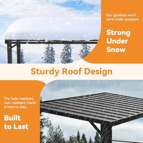 Hardtop Grill Gazebo 6'x12'with Side Shelf, Outdoor Gazebo with Bottle Opener & Hooks, Grill Canopy with Sturdy Rustproof Design for Backyard, Garden, Patio,Black