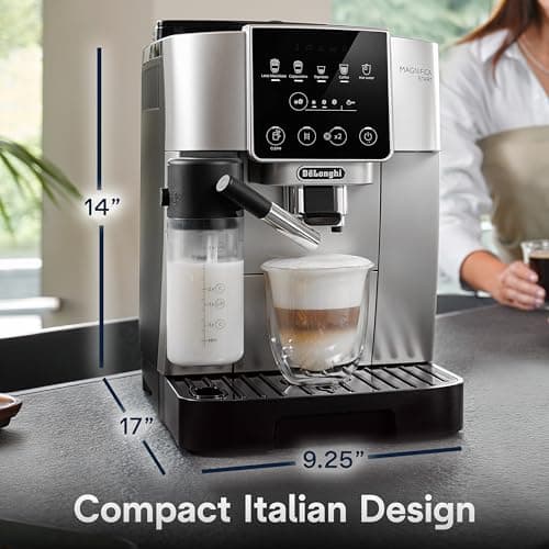 De'Longhi Magnifica Start Espresso & Coffee Machine with Automatic Milk Frother, One Touch Latte, Cappuccino, Built-in Grinder, Silver, ECAM22080SB