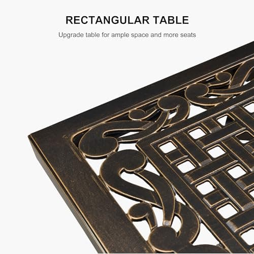 PURPLE LEAF 9 Pieces Patio Dining Sets Cast Aluminum Furniture with Rectangular Table for Lawn Garden Backyard Deck Outdoor Dining Sets with Cushions and Pillows, Lattice Navy Blue