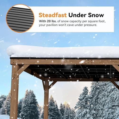 Modern Shade Supreme Cedar Wood Gazebo 12' x 20' with Hardtop Slope Roof, Wooden Grill Gazebo with Durable and Rot-Resistant, Supports Snow Loads and High Wind Speeds, Ideal for Backyard, Deck, Garden