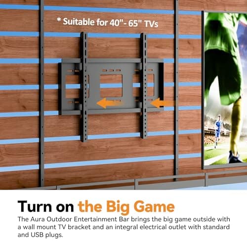 Modern Shade The Aura Cedar Wood Entertainment Bar Center, Wood Gazebo Grill Pavilion with Shelves & Paper Towel Holder, Grill Gazebo with Hardtop Steel Roof,TV Mount, Power Strip for Patio, Garden