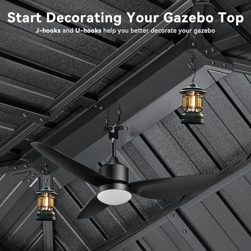 Aoxun 12'x10' Hardtop Gazebo, Aluminum Frame Permanent Pavilion with Curtains and Netting, Outdoor Galvanized Double Roof Canopy, Designed for Garden, Lawns, Patio (Black/Grey)