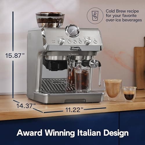 De'Longhi La Specialista Arte Evo Espresso Machine - Compact Cold Brew Coffee Maker with Grinder, Frother, Variable Temp Control & Tamping Tools - Home Barista Kit for Lattes, Cappuccinos, Iced Coffee