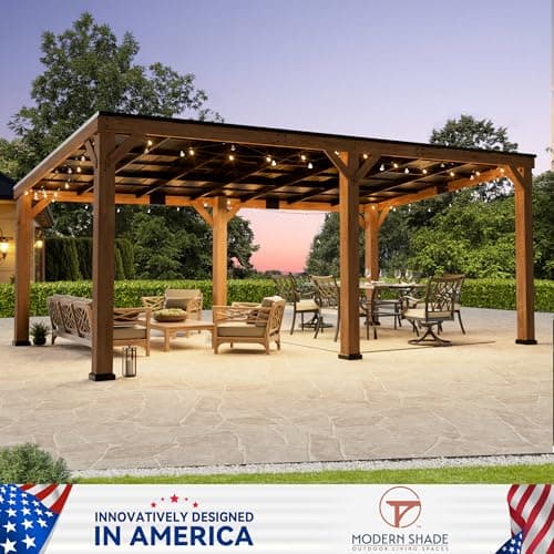 Modern Shade Supreme Cedar Wood Gazebo 12' x 20' with Hardtop Slope Roof, Wooden Grill Gazebo with Durable and Rot-Resistant, Supports Snow Loads and High Wind Speeds, Ideal for Backyard, Deck, Garden