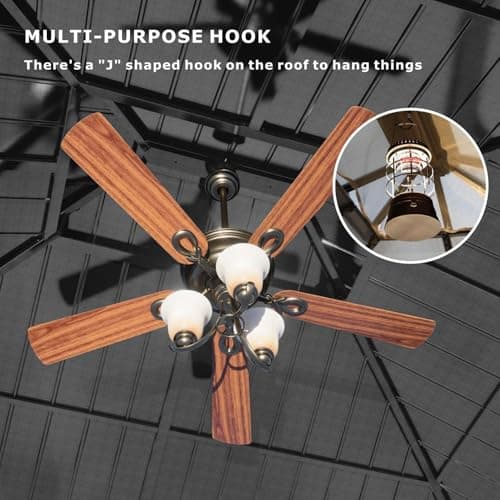 10’x12’ Hardtop Gazebo, Galvanized Steel Double Roof Canopy with Aluminum Frame, Outdoor Pavilion with Nettings and Curtains