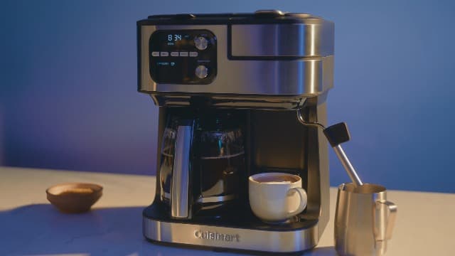 Cuisinart Single-Serve Coffee Maker + Coffee Grinder with 8 oz., 10 oz., and 12 oz. Serving Size, Compatible with Single-Cup Pods, 48-Ounce Removable Reservoir, Stainless Steel, DGB-2