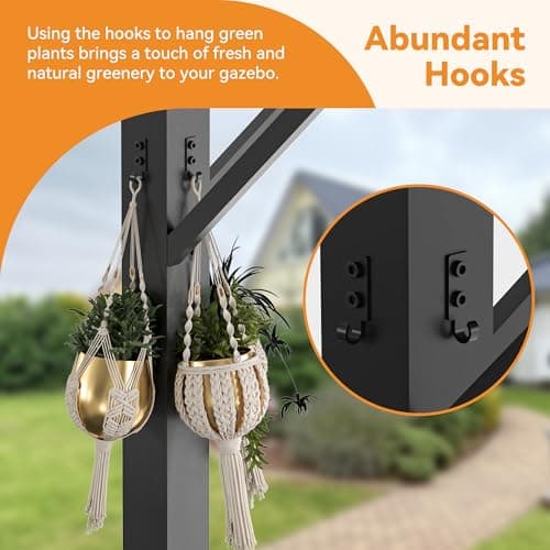 Hardtop Grill Gazebo 6'x12'with Side Shelf, Outdoor Gazebo with Bottle Opener & Hooks, Grill Canopy with Sturdy Rustproof Design for Backyard, Garden, Patio,Black