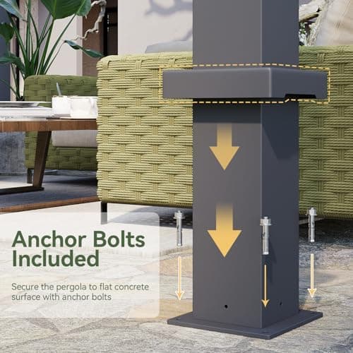 Aoxun Louvered Pergola 10' x 10' Outdoor Aluminum Pergola with Adjustable Top for Decks, Gardens and Backyards, Gray