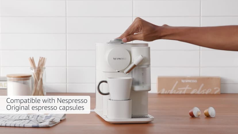 Nespresso Lattissima One Original Espresso Machine with Milk Frother by De'Longhi, Silky White
