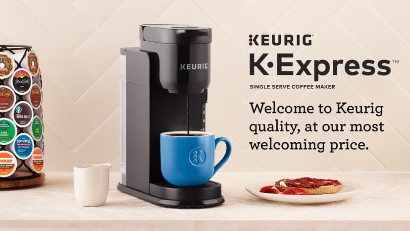 Keurig K-Express Single Serve K-Cup Pod Coffee Maker, 3 Brew Sizes, Strong Button Feature, 42oz Removable Reservoir, Warm Stone