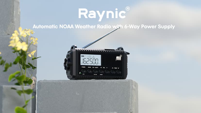 Raynic NOAA Weather Radio, 5000mAh/18500mWh Solar Hand Crank Emergency Radio, Battery Powered Portable Radio with AM/FM/SW/NOAA, Cell Phone Charger, Type-C Charging, Flashlight and SOS Siren