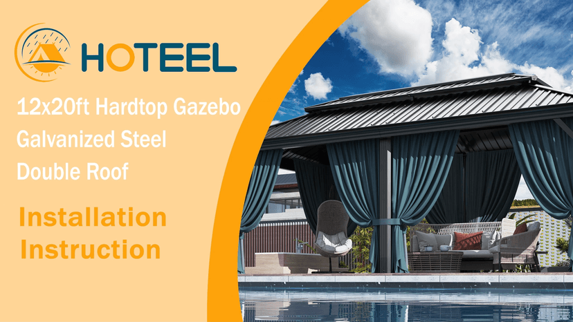 HOTEEL 10x12 Hardtop Gazebo Hot Tub Gazebo with Flame-Retardant Curtain Netting, Heavy Duty Pavilion with Galvanized Steel Double Roof, Aluminum Frame Outdoor Canopy for Patio, Party (2025 Upgraded)