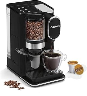 Cuisinart Single-Serve Coffee Maker + Coffee Grinder with 8 oz., 10 oz., and 12 oz. Serving Size, Compatible with Single-Cup Pods, 48-Ounce Removable Reservoir, Stainless Steel, DGB-2