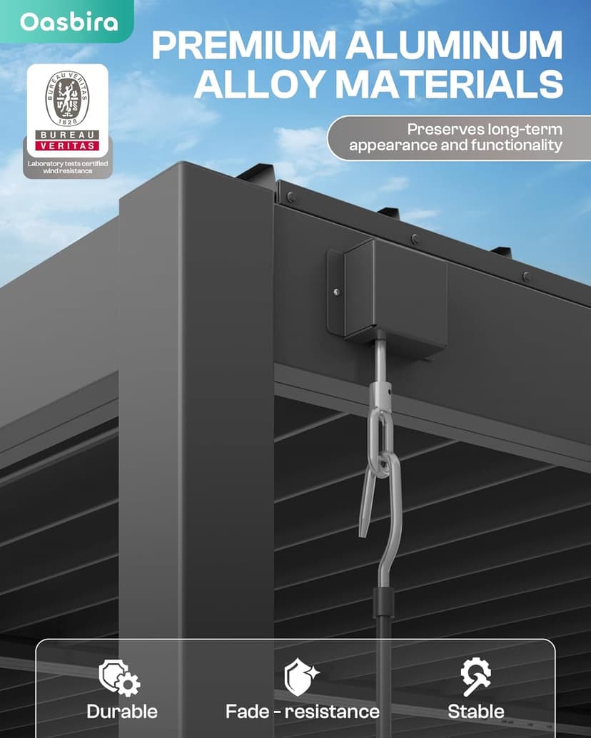 Louvered Pergola, 10 x 13 Aluminum Pergola, Outdoor Modern Design with Adjustable Roof and Hidden Drainage System, Durable for Gardens, Patios, Garden Yard, Deck (Dark Gray, 10x13)