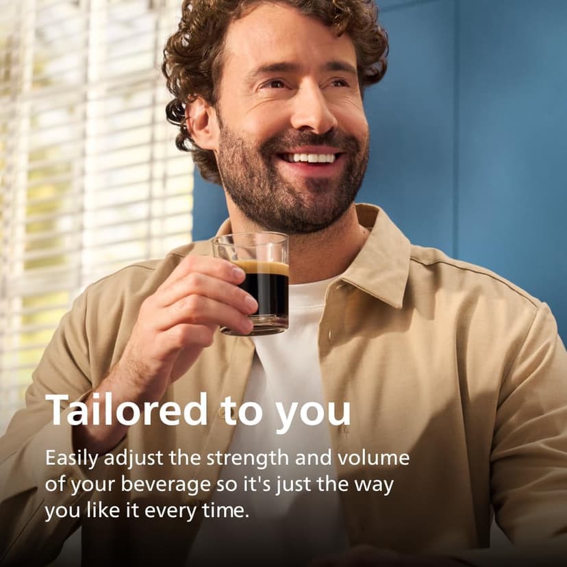 PHILIPS 3300 Series Fully Automatic Espresso Machine with integrated milk frother and grinder, 5 Hot & Iced Coffee Pre-Sets, 40% Quieter SilentBrew, 15-Bar Pressure, Glossy Black (EP3326/90)