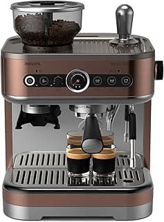PHILIPS Barista Brew Semi Automatic Espresso Machine - Single & Double Espresso + Americano Button, 280g Dual Bean Container, Intuitive Guidance, Calibrated Tamping, Metal Cappuccino (PSA3228/41)