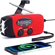 FM/AM/NOAA Weather Radio Hand Crank Self Powered Solar Portable Mini Emergency Survival Radios with 3 LED Super Bright Flashlight 2000mah Battery Operated Power Smart Phone Charger,SOS