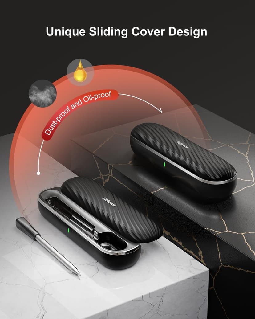 500ft Bluetooth Wireless Meat Thermometer for Smoker, Fitflavor Digital Grill Meat Thermometer Wireless for Grilling BBQ Cooking Oven Rotisserie, Rechargeable Battery, IP67 Waterproof (FNT11-4)